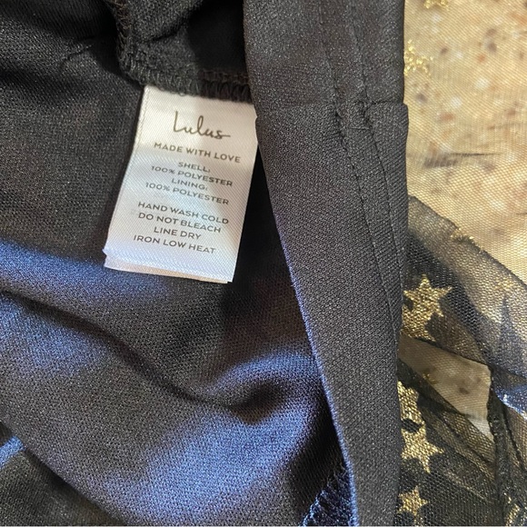 NWOT Lulus Favorite Moment Gold and Black Star Print Skater Dress - Picture 11 of 15